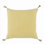 Fabric cushions - MATTEO pastel yellow cotton velvet cushion cover 50x50 - BLANC D'IVOIRE