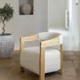Armchairs - ARSÈNE armchair cream loop fabric rubberwood blond wood finish 60x66x66 - BLANC D'IVOIRE