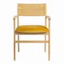 Chaises - Chaise PALOMA velours safran frêne finition bois blond 60,5x54x87 - BLANC D'IVOIRE