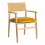 Chaises - Chaise PALOMA velours safran frêne finition bois blond 60,5x54x87 - BLANC D'IVOIRE