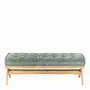 Bancs - Banc MENA velours vert de gris hévéa finition bois blond 150x45x50 - BLANC D'IVOIRE