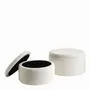 Ottomans - Set of 2 RILA poufs in cream French terry fabric, 62x36.5 and 50x29  - BLANC D'IVOIRE