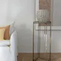 Console table - ANATOLE glass and metal stand with golden brass finish 31.5x31.5x90 - BLANC D'IVOIRE