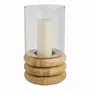 Candlesticks and candle holders - BOLINE glass and natural rattan tealight holder dia 20x33 - BLANC D'IVOIRE