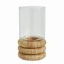 Candlesticks and candle holders - BOLINE glass and natural rattan tealight holder dia 16x28.5 - BLANC D'IVOIRE