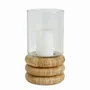 Candlesticks and candle holders - BOLINE glass and natural rattan tealight holder dia 16x28.5 - BLANC D'IVOIRE