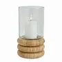 Candlesticks and candle holders - BOLINE glass and natural rattan tealight holder dia 16x28.5 - BLANC D'IVOIRE
