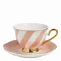 Tasses et mugs - Tasse à thé et sous-tasse Madame de Récamier rayures pastel - 3 assorties - MATHILDE M.