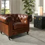 Fauteuils - Fauteuil Chester en cuir brun cognac - ANGEL CERDÁ