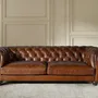 Sofas - 3 seater chester sofa in cognac brown leather - ANGEL CERDÁ