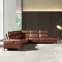Sofas - Right chaise longue relaxation sofa in tobacco brown leather - ANGEL CERDÁ