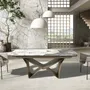 Tables Salle à Manger - Table à manger extensible ovale en forme de baril en marbre porcelaine - ANGEL CERDÁ