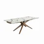 Dining Tables - Rectangular extendable dining table in porcelain marble and walnut - ANGEL CERDÁ