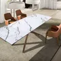 Dining Tables - Rectangular extendable dining table in porcelain marble and walnut - ANGEL CERDÁ