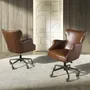 Chaises - Fauteuil de bureau pivotant cuir marron foncé - ANGEL CERDÁ