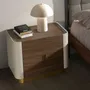 Night tables - Bedside table walnut, beige, golden polished steel and walnut top - ANGEL CERDÁ