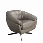 Fauteuils - Fauteuil pivotant en cuir gris - ANGEL CERDÁ