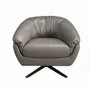Fauteuils - Fauteuil pivotant en cuir gris - ANGEL CERDÁ