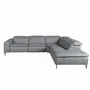 Sofas - Right chaise longue relaxation sofa in grey leather - ANGEL CERDÁ