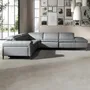 Sofas - Right chaise longue relaxation sofa in grey leather - ANGEL CERDÁ