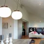 Suspensions - MOON suspension en blanc ou noir avec abat-jour elliptique - LUXCAMBRA