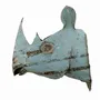Outdoor decorative accessories - Recycled Metal Sculpture Rhinoceros Trophy For Wall 30x17.5cm - TERRE SAUVAGE