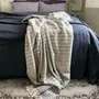Throw blankets - Jacquard Wool blanket plaid, Zig-Zag-Wave, anthracite/grey - WOOL ONLY BY JOWOLLINA