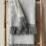 Throw blankets - Wool blanket plaid, Uni Anthracite Melange - WOOL ONLY BY JOWOLLINA