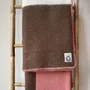 Throw blankets - Wool blanket plaid, Tricolor Square Faded Rose-Brownie - WOOL ONLY BY JOWOLLINA