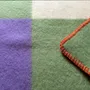 Plaids - Plaid couverture en laine, Carré Tricolore Lilas Vert - WOOL ONLY BY JOWOLLINA