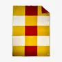 Throw blankets - Wool blanket plaid, Tricolor Square Spicy Mustard Chili - WOOL ONLY BY JOWOLLINA