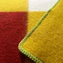 Throw blankets - Wool blanket plaid, Tricolor Square Spicy Mustard Chili - WOOL ONLY BY JOWOLLINA
