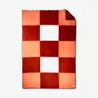 Throw blankets - Wool blanket plaid, Tricolor Square Papaya Chili - WOOL ONLY BY JOWOLLINA