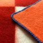 Throw blankets - Wool blanket plaid, Tricolor Square Papaya Chili - WOOL ONLY BY JOWOLLINA