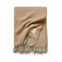Throw blankets - Wool blanket plaid, Herringbone Camel Natural - WOOL ONLY BY JOWOLLINA