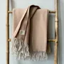 Throw blankets - Wool blanket plaid, Herringbone Camel Natural - WOOL ONLY BY JOWOLLINA