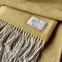 Throw blankets - Wool blanket plaid, Herringbone Honey Natural - WOOL ONLY BY JOWOLLINA