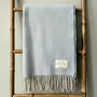 Throw blankets - Wool blanket plaid, Herringbone Ice Blue natural - WOOL ONLY BY JOWOLLINA