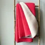 Throw blankets - Wool blanket plaid, Coral - WOOL ONLY BY JOWOLLINA