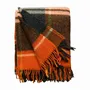Throw blankets - Wool blanket plaid, Tartan Orange Anthracite - WOOL ONLY BY JOWOLLINA