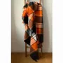 Throw blankets - Wool blanket plaid, Tartan Orange Anthracite - WOOL ONLY BY JOWOLLINA