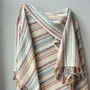 Throw blankets - Wool blanket plaid, Stripe Off White Colorful - WOOL ONLY BY JOWOLLINA