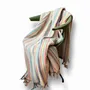 Throw blankets - Wool blanket plaid, Stripe Off White Colorful - WOOL ONLY BY JOWOLLINA
