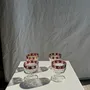Stemware - 4 small red and gold Italy stemmed glasses - OFFICE OBJETS