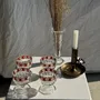 Stemware - 4 small red and gold Italy stemmed glasses - OFFICE OBJETS