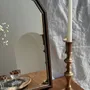 Miroirs - Petit miroir arrondi, cadre en bois, encadrement doré H49,5 - OFFICE OBJETS