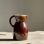 Carafes - Large varnished brown stoneware jug Grès du Berry Made in France H19 - OFFICE OBJETS