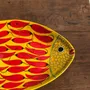 Platter and bowls - Decorative dish in the shape of a fish on a yellow background decorated with red peppers - OFFICE OBJETS