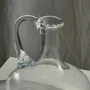 Carafes - Vintage glass carafe with flattened, flared body handle H18 - OFFICE OBJETS