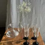 Carafes - Vintage glass carafe with flattened, flared body handle H18 - OFFICE OBJETS
